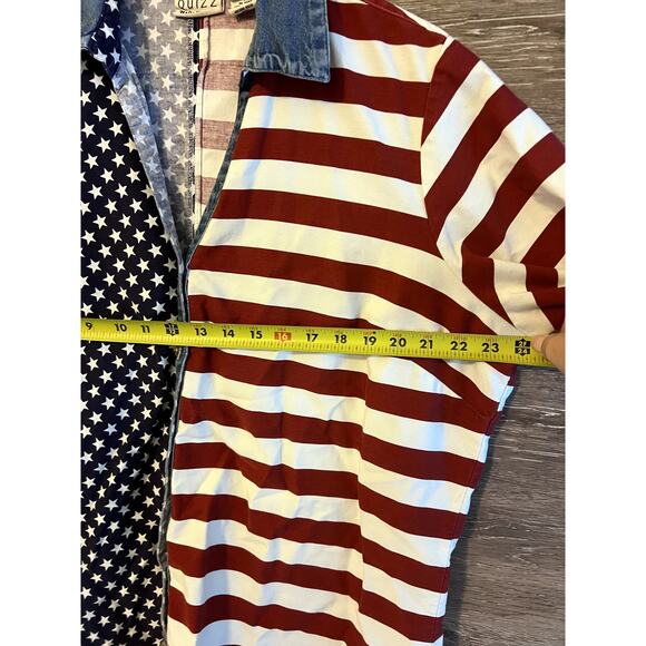 American USA Flag Shirt Vintage Cotton Chambray Patriot Size XXL 20 Button Down - Picture 7 of 8